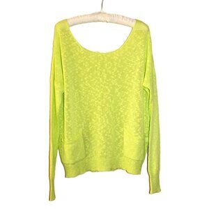 BENETTON Lime Knit Popcorn Cardigan, Off-Shoulder 2010s Y2K Revival